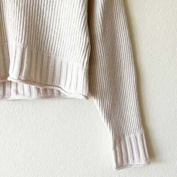 Jonathan Simkhai Lambs Wool And Cashmere Oversized Boxy Collared Cropped Sweater - Picture 5 of 12